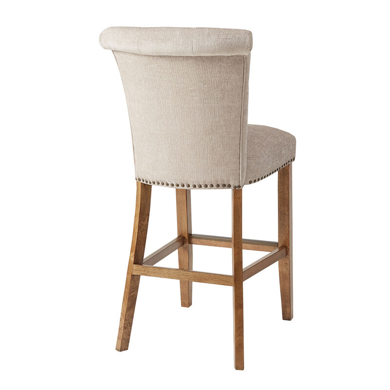 Gracie Mills Rafael 30-Inch Roll Back Button Tufted Bar Stool
