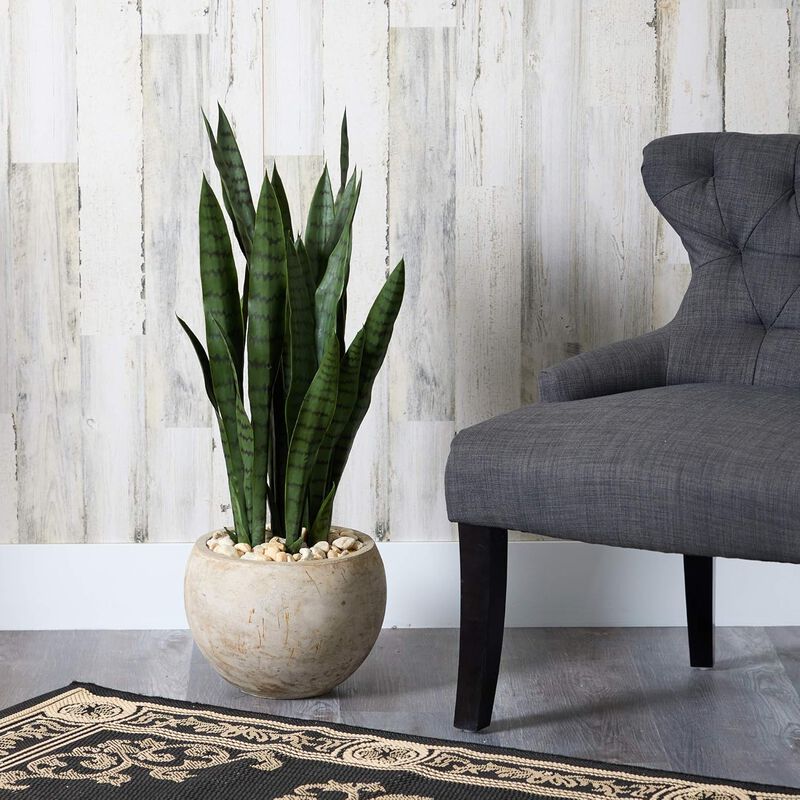 Hivvago 32" Sansevieria Artificial Plant in Sand Colored Planter