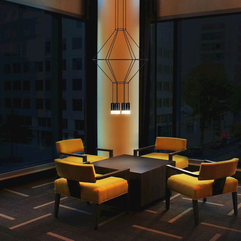 VONN Lighting 6-Light Integrated LED Height Adjustable Circular Pendant Lighting Black
