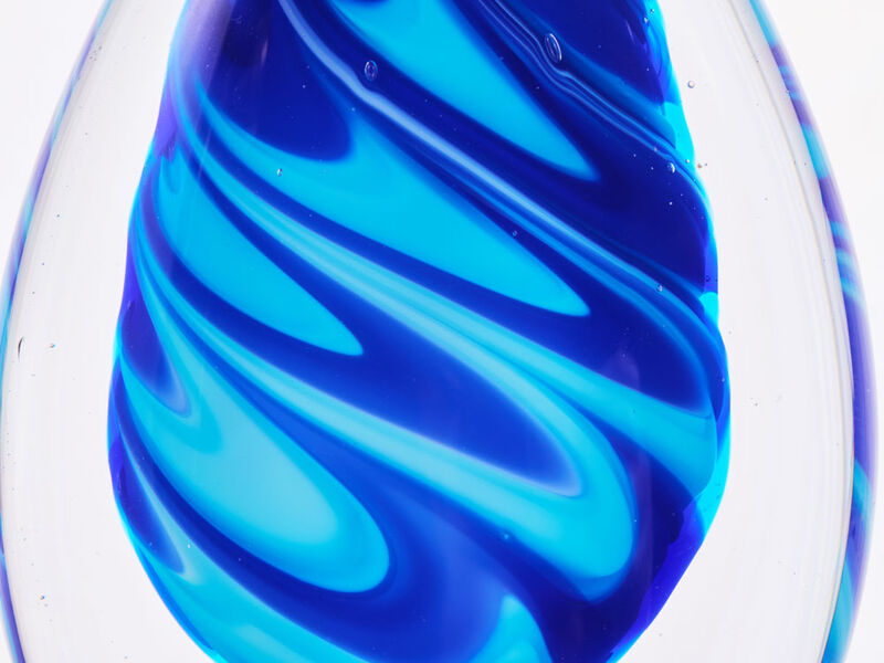 Hand Blown Swirl Wave Tear Drop Sommerso Art Glass Sculpture