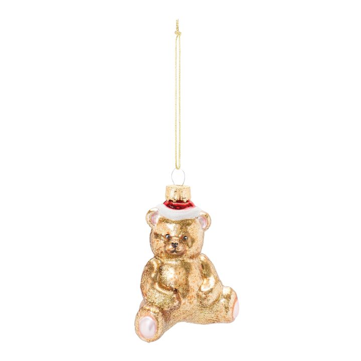 Teddy Bear Ornament (Set of 12) 3.75"H Glass