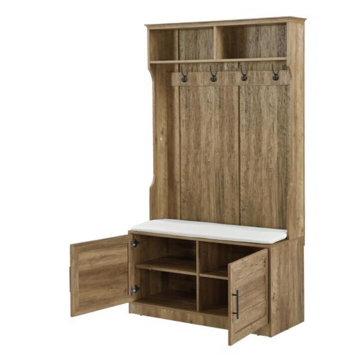 Coat Rack and Storage Shoe Cabinet with Clothes Hooks Entryway Organizer for Shoes and Outerwear