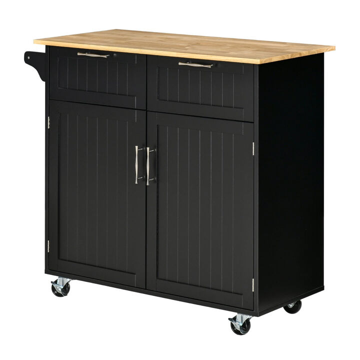 Black Kitchen Trolley: Modern Rolling Cart with Adjustable Shelving