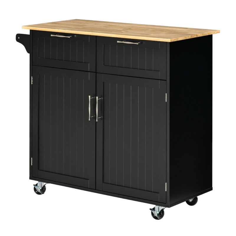 Black Kitchen Trolley: Modern Rolling Cart with Adjustable Shelving