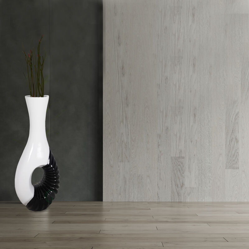 Modern Black and White Large Floor Vase - 43 Inch Tall, Contemporary Home Decor, Minimalist Design, Elegant Room Accent, Statement Piece, Sleek Floor Decoration, Fill with Dried Branches or Flowers
