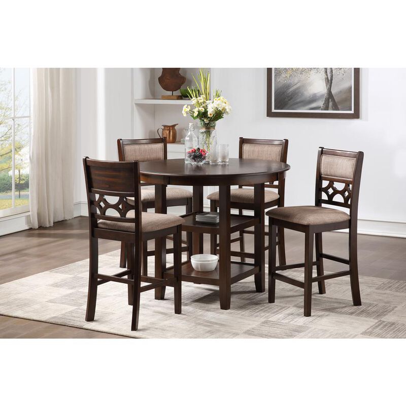 New Classic Furniture Furniture Mitchell 5-Piece Transitional Wood Counter Set in Cherry
