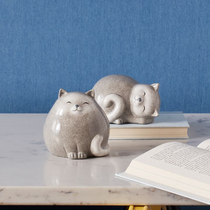 Decorative Terracotta Cats Set of 4 for Tabletop or Shelf Accent