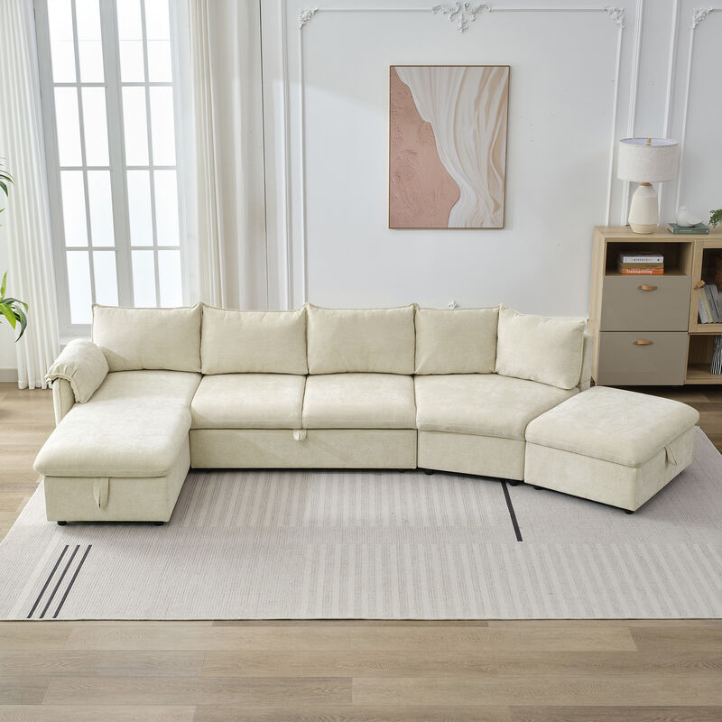 Merax  L-shaped Sofa Sectional Sofa  with a Storage Ottoman