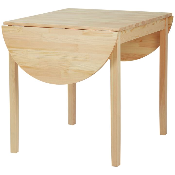 Natural Wood Dining: 56" Compact Folding Table with Drop Leaf