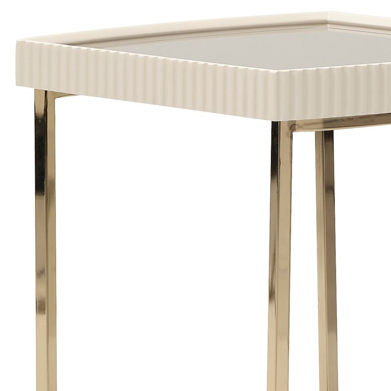 Michael Amini Lisbon Side Table - Silken Matte Cream