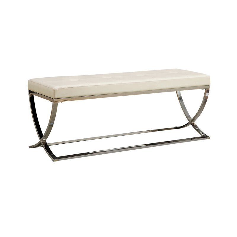 Modernly Charming Bench, White-Benzara