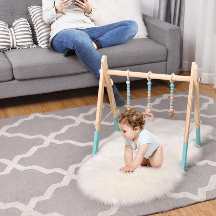 Hivvago Wooden Baby Play Center with 3 Hanging Toys