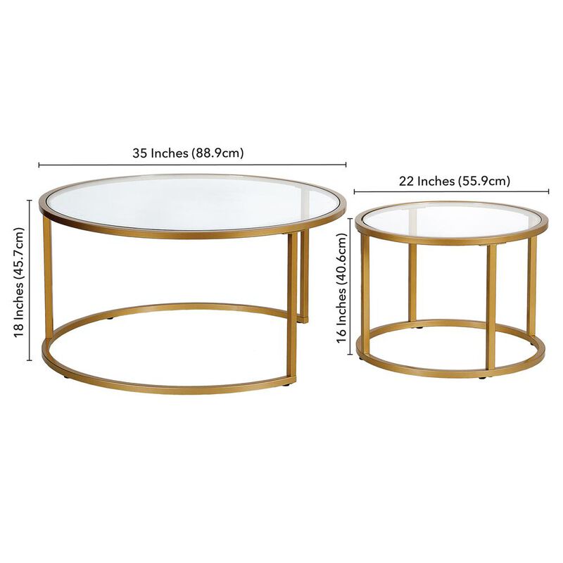 Hudson&Canal Watson Round Nested Coffee Table in Brass
