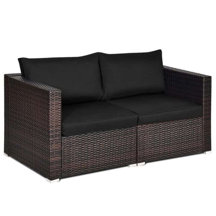 Hivvago 2PCS Patio Rattan Sectional Conversation Sofa Set