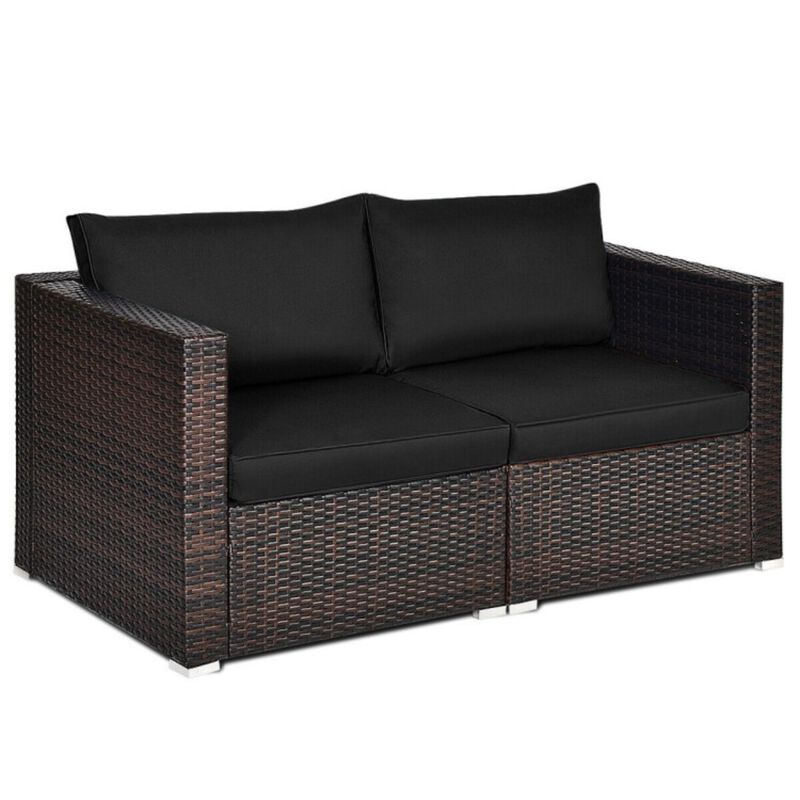 Hivvago 2PCS Patio Rattan Sectional Conversation Sofa Set