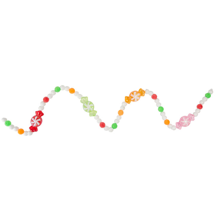 6' Glittered Pastel Colored Candy Christmas Garland  Unlit