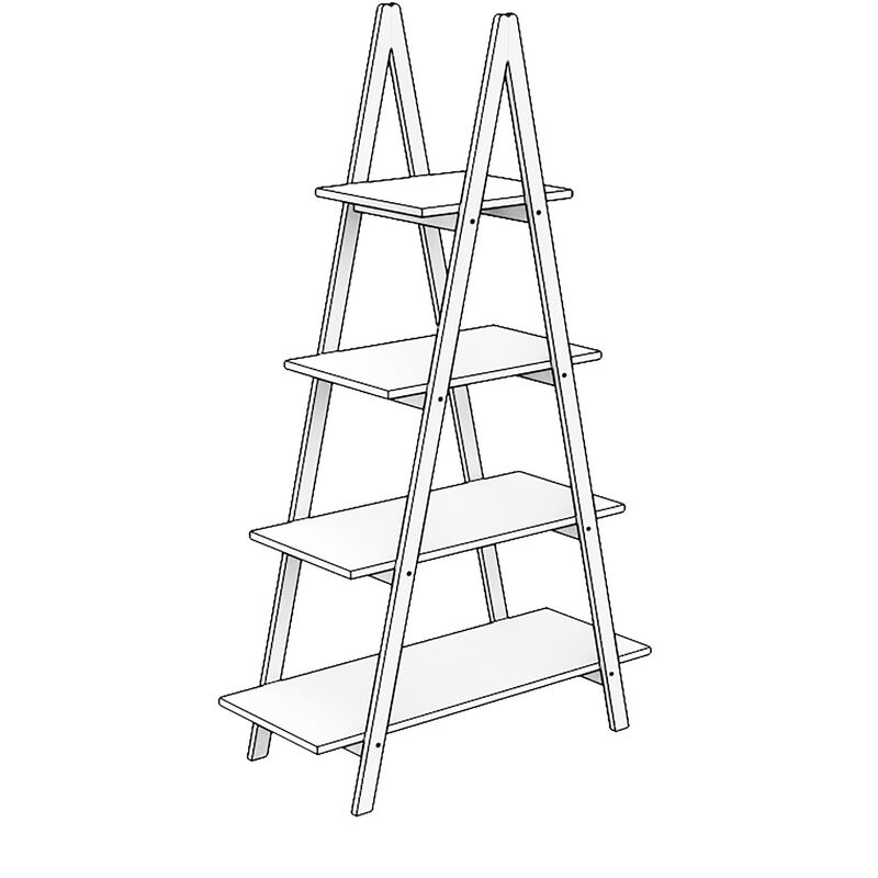 16.93 in. Tall White A Frame Bamboo Wood 4-Shelf Bookcase