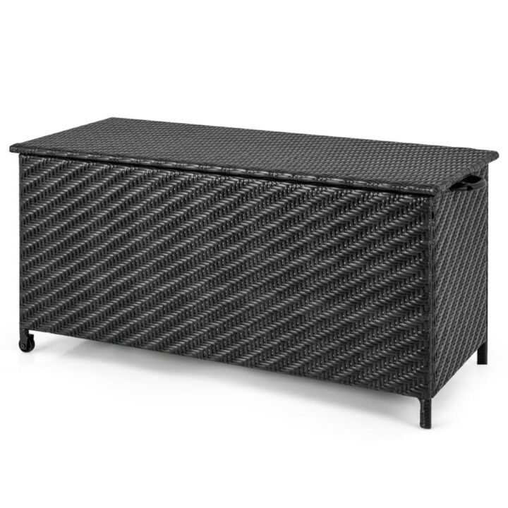 Hivvago 85 Gallon Outdoor Storage Box with Removable Liner and Universal Wheels