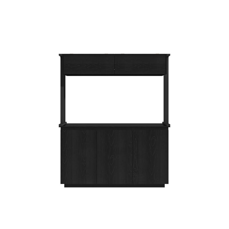 FUFU&GAGA Reptile Cabinet with 3 Doors, Adjustable Top & Front Panels, Water-Resistant Base, Metal Frame with Black Wood Grain Finish, (52" Lx 24"W x 62.8"H), Black