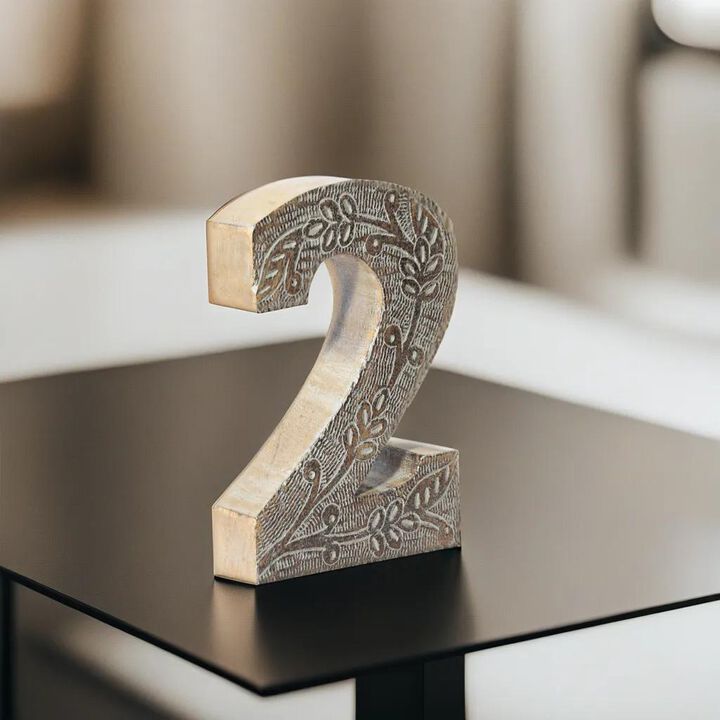 Vintage Gray Handmade Eco-Friendly "2" Numeric Number For Wall Mount & Table Top D�cor