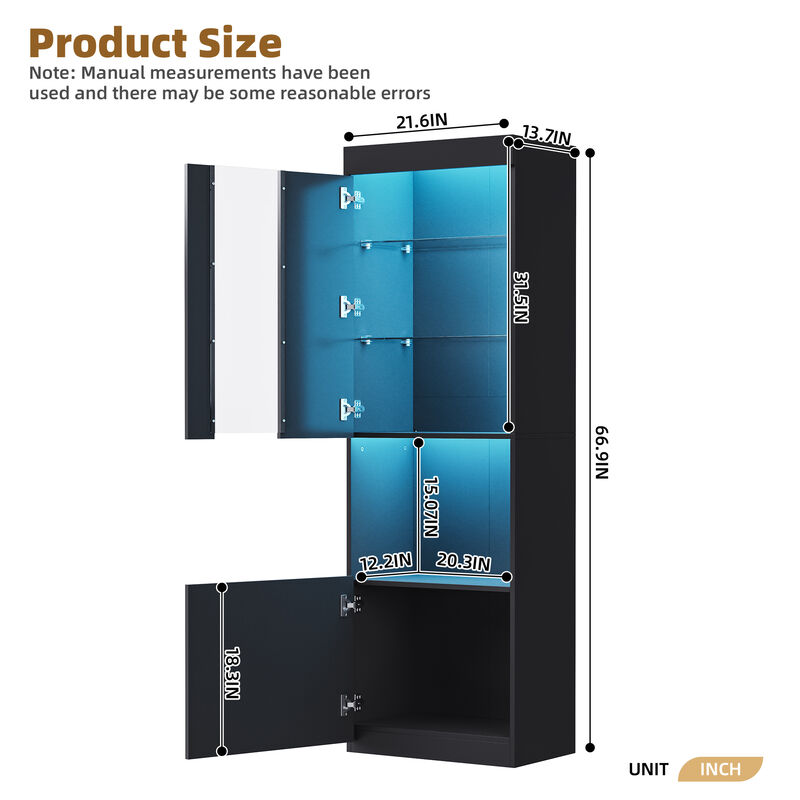 Merax High Gloss Storage Cabinet with LED Lights