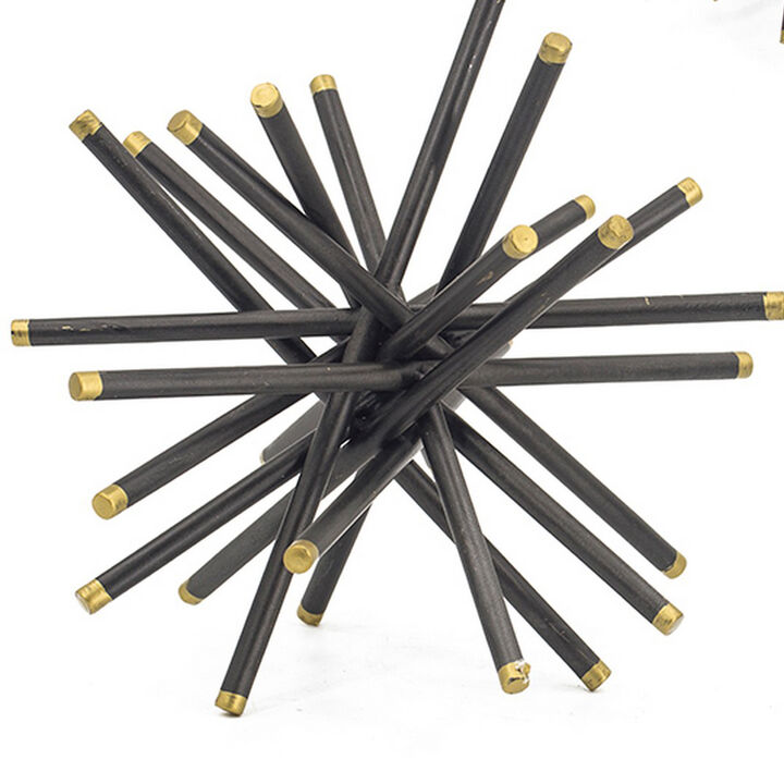 11, 8, 6 Inch Table Top Decorative Abstract Statuettes Set of 3, Black Gold - Benzara
