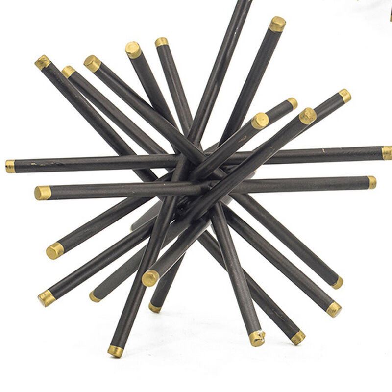 11, 8, 6 Inch Table Top Decorative Abstract Statuettes Set of 3, Black Gold - Benzara