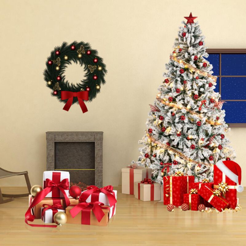 Automatic Flocked Christmas Tree with 1450 Branches Full & Easy-Setup Holiday Décor