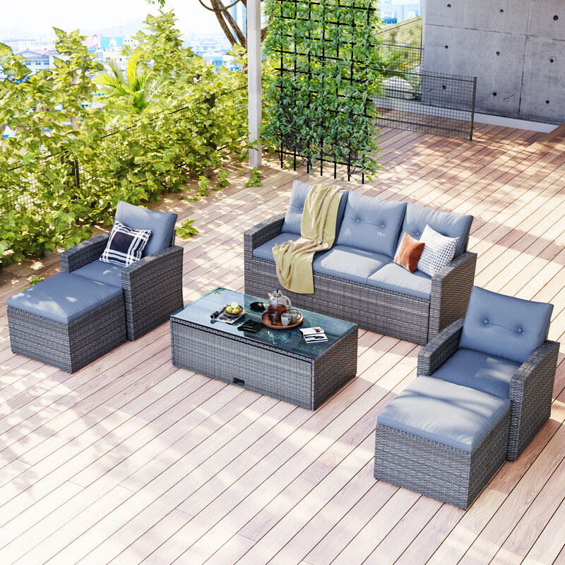 Merax 6-piece All-Weather Wicker PE rattan Patio Outdoor Dining Set
