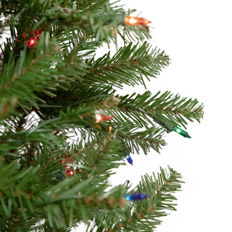 6.5' Pre-Lit Silver Lake Fir Pencil Artificial Christmas Tree  Multi Lights