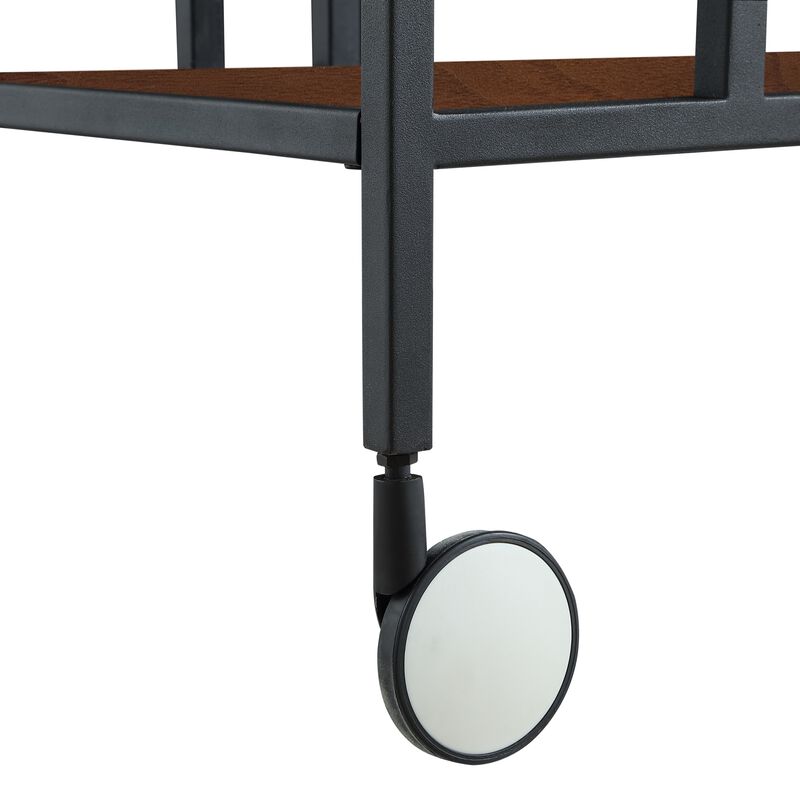 Inspired Home Ron Bar Cart Serving Tray with Caster