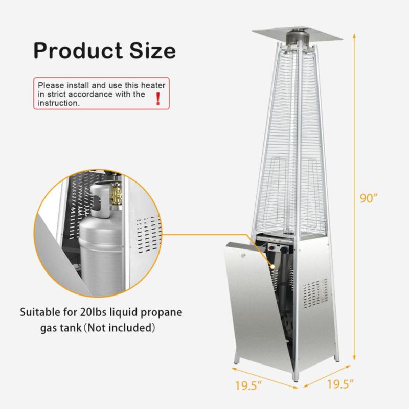 Hivvago 42000 BTU Pyramid Patio Heater with Wheels