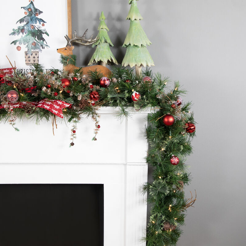 9' x 12" Pre-Lit Country Mixed Pine Artificial Christmas Garland - Clear Dura-Lit Lights