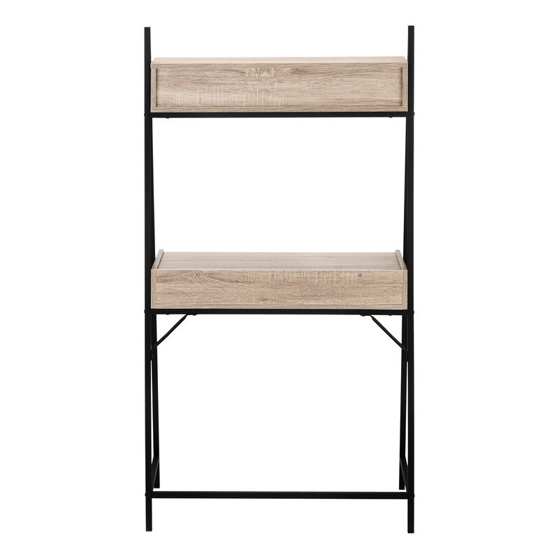 Monarch Specialties I 7332 Computer Desk, Home Office, Laptop, Leaning, Storage Drawers, 32"L, Work, Metal, Laminate, Brown, Black, Contemporary, Modern