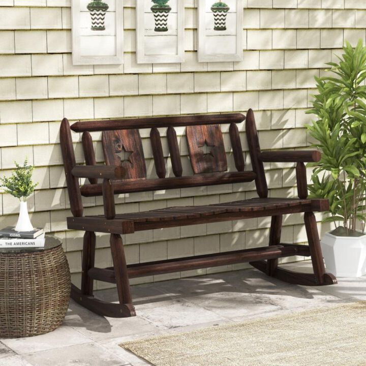 Hivvago Patio Rocking Bench Double Rocker Chair with Ergonomic Seat 2-Person Loveseat