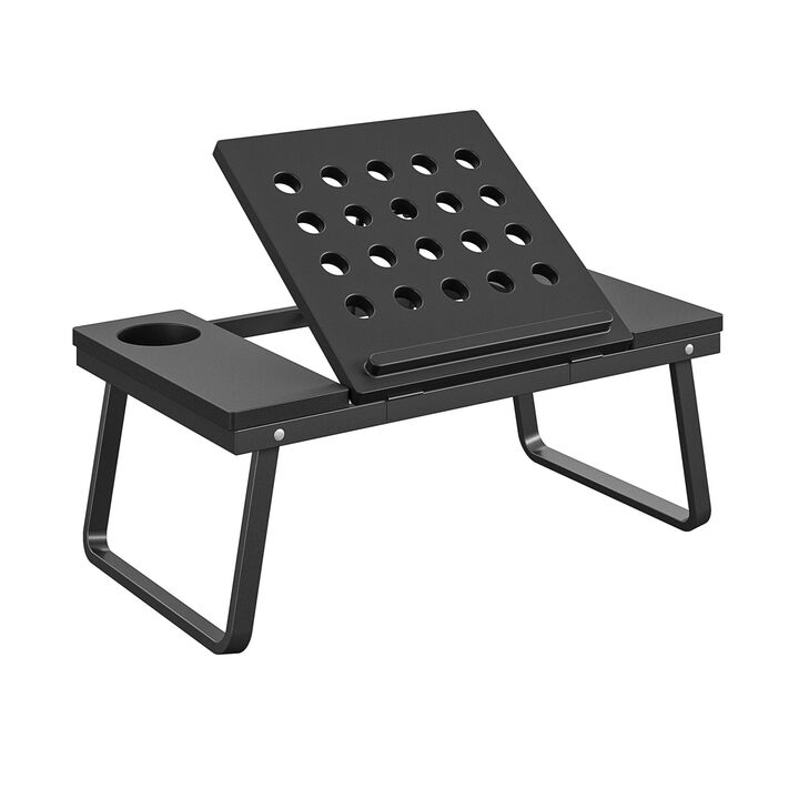COSCO Folding Adjustable-Tilt Lap Desk with Cup and Phone Holder, Black