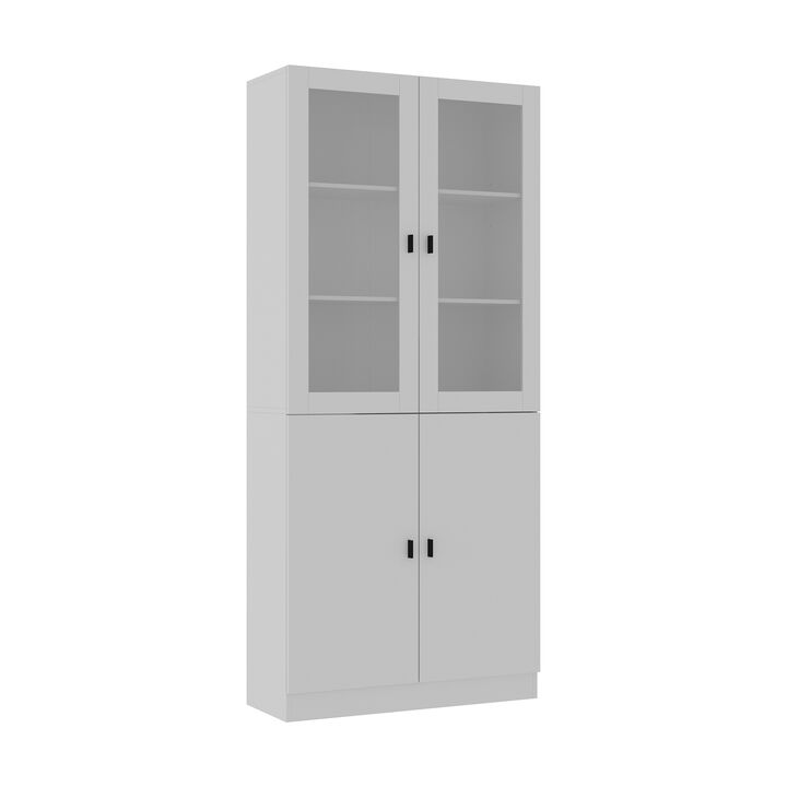 White Wood Storage Cabinet Buffet and Hutch Combination Cabinet With Shelves (160 Cabinet)