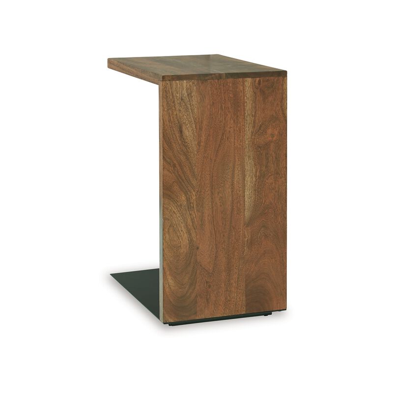 Accent Table, Solid Wood C Shape Design, 18 Inch, Dark Brown - Benzara