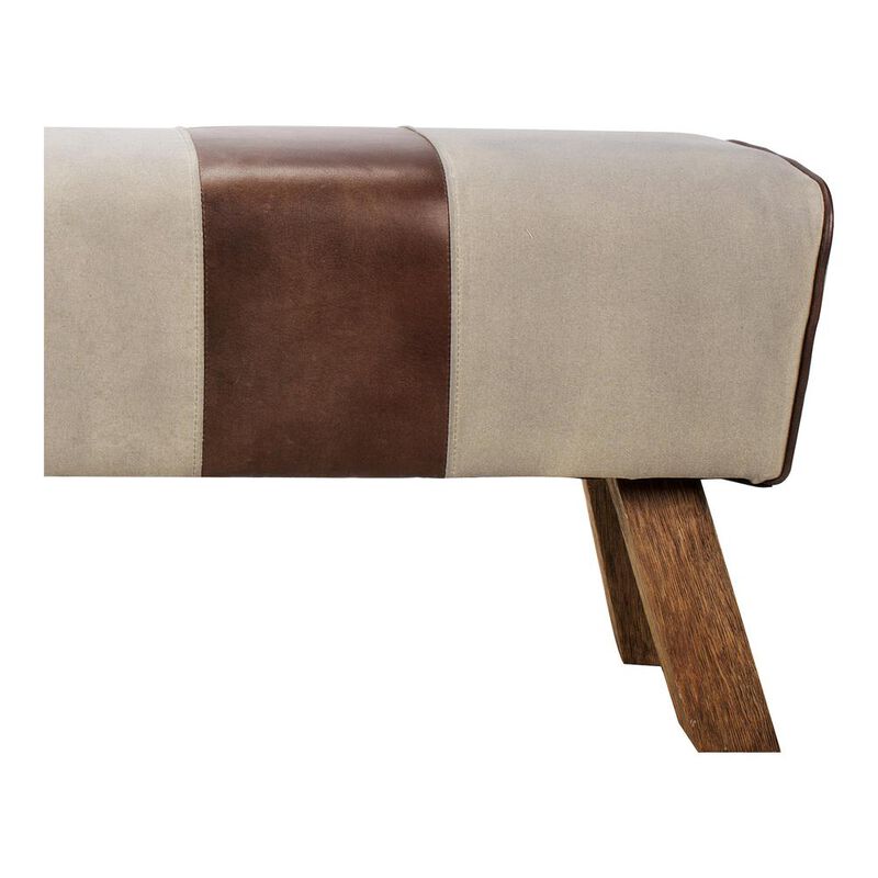 Pommel Sports-Inspired Leather and Canvas Bench - Modern Collection, Belen Kox