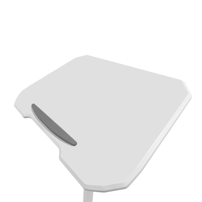 White Sit to Stand Mobile Laptop Computer Stand with Height Adjustable and Tiltable Table Top