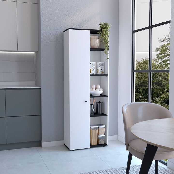 Hoyt Kitchen Pantry Storage Cabinet With and Five Interior and Exterior Shelves