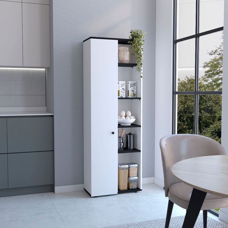 Hoyt Kitchen Pantry Storage Cabinet With and Five Interior and Exterior Shelves