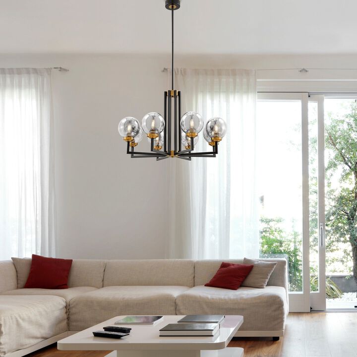 Monachopsis Chandelier Black and Gold Metal 8 Lights Large