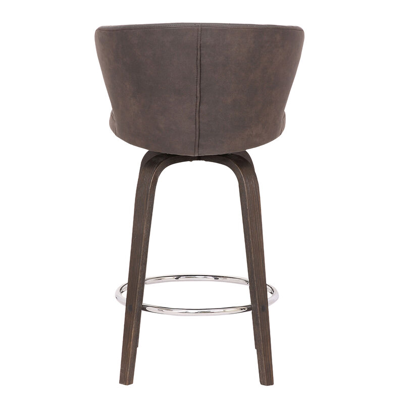 Mynette  Swivel Brown Faux Leather Bar Stool