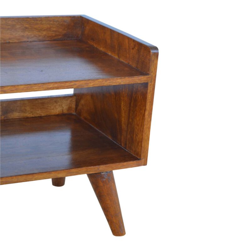 Solid Wood Nordic Chestnut Finish Storage Bench