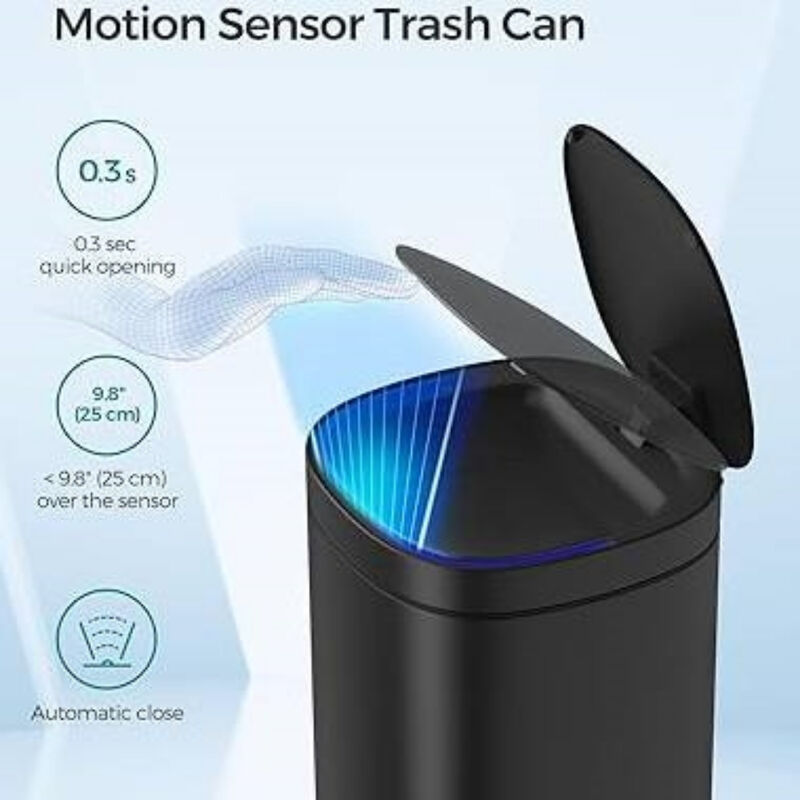 Touchless 13-Gallon Trash Can – Motion Activated with Ozone Odor Control and Lid