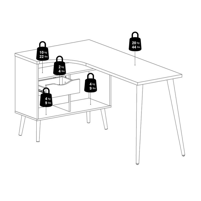 Tvilum Diana 2 Drawer, 3 Shelf Desk, Black Matte/Oak Structure