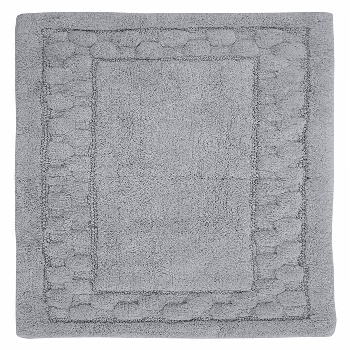 Splendid Soft Plush Cotton Bath Rug Features Fashionable Sculptured Border Design And Non-Slip 17" X 24" Silver