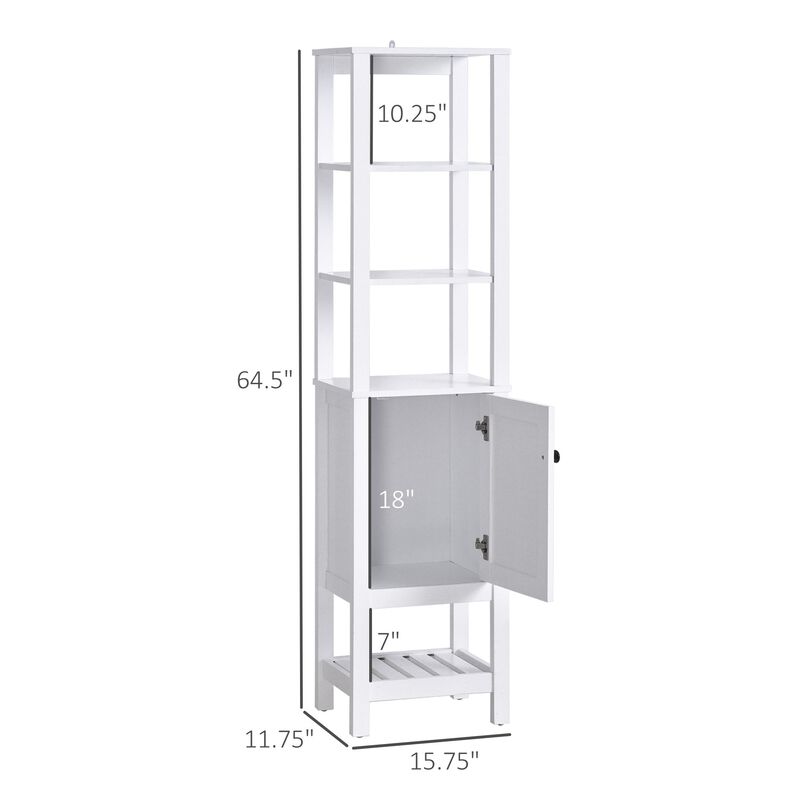 White Bathroom Tower: Freestanding Tall Storage Cabinet Organizer