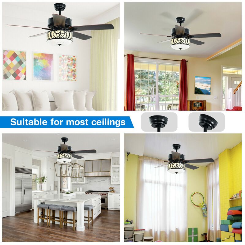 Ceiling Fan with Light Reversible Blade and Adjustable Speed
